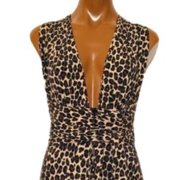 Michael Kors Collection Convertible V-Neck Brown Animal Print One-Piece Swim NWT - Picture 3 of 11